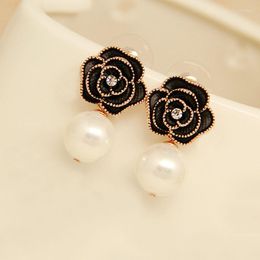 Dangle Earrings Design Pearl Pendant Camellia Lady Party Wedding Jewellery