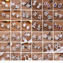 Hot Wholesale Jewelry Best Friends White Gold Plated Earings Big Diamond Earrings for Women White Zircon Earrings LL