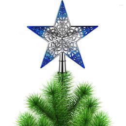 Christmas Decorations 1pc Tree Topper Star Plastic Decoration 5 Point Hollow Out Decor