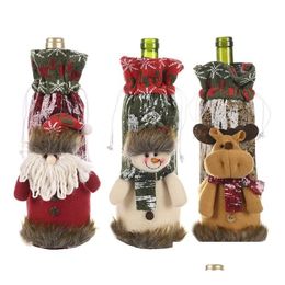 Christmas Decorations Red Wine Bottle Er Bags Merry Decoration Holiday Home Party Santa Claus Packaging Drop Delivery Garden Festive Otqws