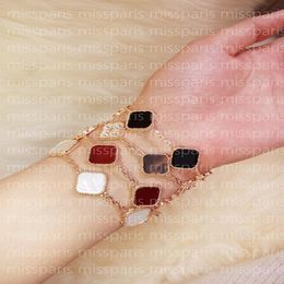 Fashion Charm Bracelets Classic 4 Four Leaf Clover Chain bracelet designer 18K Gold Agate Shell Mother-of-Pearl for Women&Girl Wed286f