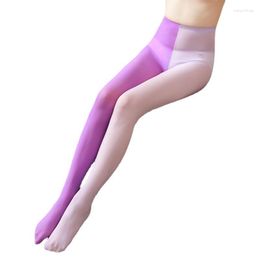 Women Socks Patchwork Footed Tights Stretchy Pantyhose Stockings Elastic Two Colour Silk Skinny Legs Collant Sexy