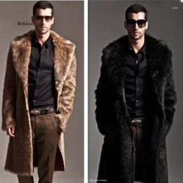 Men's Fur Men Coat Winter Faux Jacket Outwear Punk Parka Jackets Warm Long Cardigans Overcoats Streetwear Fashion