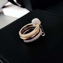 S925 Sterling Silver Tricolour pin Ring personality rings Noble temperament Noble temperament Superior quality Little306p