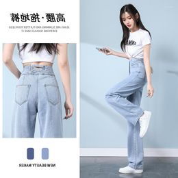 Women's Jeans High Waisted For Spring And Autumn Wear 2023 Style Slim Straight Leg Wide Pants