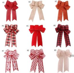 Burlap christmas decorations bow handmade holiday gift tree decoration bows 9 Colours 926