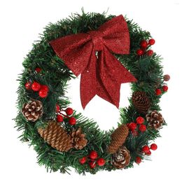 Decorative Flowers Decor Front Door Xmas Wreath Christmas Home Decoration Party Festival Scene Iron Wall Office Gift Bowknot