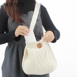 Evening Bags Knitted Solid Crossbody Bag Large Capacity Women Handmade Tote Open With Button Soft Satchel For Travel Dating Daily Use