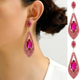 Dangle Earrings Charm Teardrop Shiny Rhinestone Decor Drop For Women Luxury Summer Holiday Ear Accessories Pendant Jewellery Gift