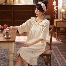 Women's Sleepwear Nightdress Summer 2023 Pure Cotton Princess Style Court Spring Nightwear Short Sleeve Home Wear