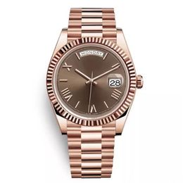 Yellow Rose Gold Watch Mens Women Luxury Watch President Automatic Designer Watches Mechanical Roma Dial Wristwatch Reloj246C