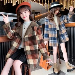 Coat Girls Woolen Children's Clothing Autumn Plush Medium Wool Cloths 414 years 230926