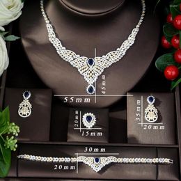 Necklace Earrings Set Fashion Latest Water Drop Cubic Zirconia Wedding Inlay Luxury Crystal Bridal Jewellery Gifts For N-60
