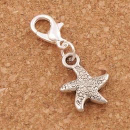 Dancing Flake Star Starfish Sea Charms 100pcs lot 12 7x29 5mm Antique Silver Heart Floating Lobster Clasps for Glass Living C123240L