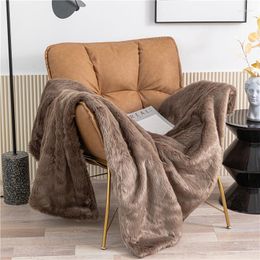 Blankets Modern Style Big Size Long Hair Feather Faux Fur Blanket Decorative Cover Cloth Artificial