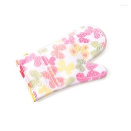 Disposable Gloves Long Silicone With Floral Fabric Edge Kitchen Microwave Baking Thermal Insulation Fancy