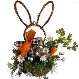 Decorative Flowers 50CM Easter Wreath With Carrot And Daisy Cute For Pig Car Birds Stained Glass Window Hangings