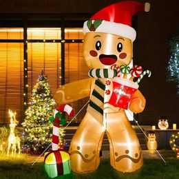 Party Decoration Christmas Inflatables Outdoor Decorations 8FT Gingerbread Man with Build-in 8 LEDs Blow-up Party Toys Christmas Gifts for Kids T230926