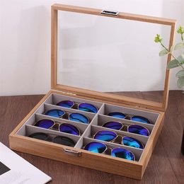 Mordoa Eyeglass Sunglass Storage Box Imitation Wood Glasses Display Case Storage Organizer Collector 8 Slot3043