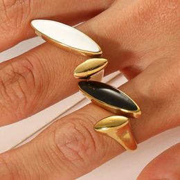 Cluster Rings Boho Enamel Colour Leaf Finger For Women Stainless Steel Adjustable Opening Tail Ring Fashion Jewellery Gifts Anillos Mujer