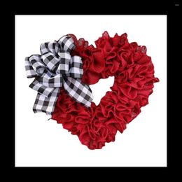 Decorative Flowers 16 Inch Valentines Day Wreaths For Front Door Burlap Heart Shape Anniversary Wedding Party Decorations