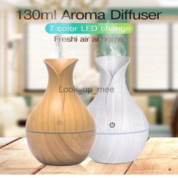 Humidifiers 130ML Air Humidifier Aroma Oil Humidificador Mini Wood Grain Diffuser Quiet Mist Sprayer For Bedroom Home Car Fragrance Purifier YQ230926