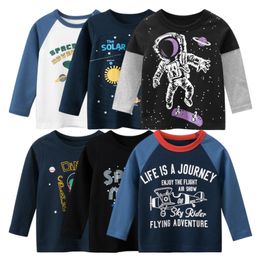 Hoodies Sweatshirts Astronaut Print T shirts for Boy Cotton Baby Girls Long Sleeve Rocket Tops Child Autumn Space Sweatshirt Kids Clothes Dropship 230925
