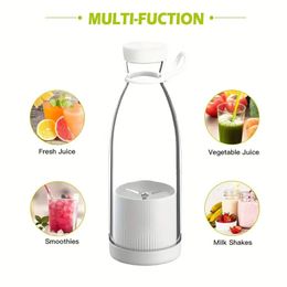 1pc 14.2oz Portable Mini Electric Fruit And Vegetable Juicer 1200mAh USB Wireless Charging Juicer Cup 6 Knife Heads Cute Juice Cup Home Food Gadget Suitable For Home
