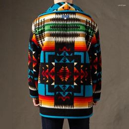 Men's Wool 2023 Fall/Winter Men's Jackets Print Fashion Short Coat With All-Match Colours Warm Woollen Outerwear Size S-3XL
