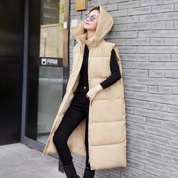 Women's Trench Coats H 2023 Women Autumn Winter Hooded Neck Sleeveless Solid Color Zipper Warm Coat For Ladies Fashion Causal Chic Vest