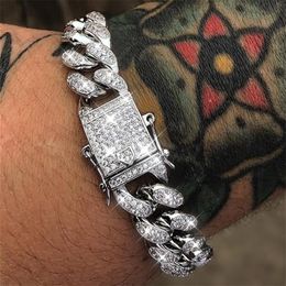 2020 Gold Silver Bracelets Jewellery Diamond Iced Out Miami Cuban Link Chain Bracelet Mens Hip Hop Jewelry272H