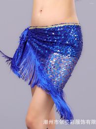 Stage Wear Mesh Oriental Dance Woman Belly Dancer Latin Hip Scarf Tassel Modern Urban Jazz Sequins Flamenco Performance Skirt