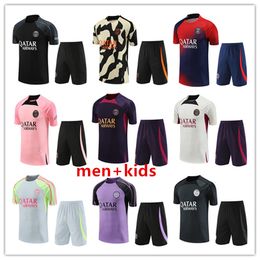 2023 Paris tracksuit vest Sportswear men training suit Short sleeved suit Football 23 24 25 Paris soccer Jersey kit uniform chandal adult sweatshirt Sweater