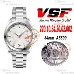 VSF Aqua Terra 150M A8800 Automatic Ladies Watch 43mm Polished Bezel Silver Texture Dial Stainless Steel Bracelet Super Version 220.10.34.20.02.002 Puretime B2