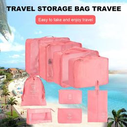 Storage Bags 9/10 Pcs/Set Packing Cubes Foldable Suitcase Organizer Lightweight Luggage Bag Set For Women Men