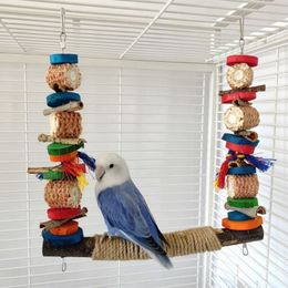 Other Bird Supplies Swing for Cage Parrot Perch Natural Wood Stand Toy Parakeet Chew Blocks Small Cockatiels 230925