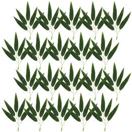 Decorative Flowers 30 Pcs Artificial Plants Fake Leaves Room Decor Realistic Faux Ornaments Decors Plastic Bamboo Flower Arrangement