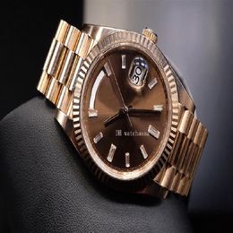 2022 High Quality Watch Asia 2813 Caliber 228235 Chocolate Dial 40mm 18k Rose Gold Diamond Dial Sapphire Glass Automatic Mens304c