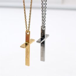 2 color Silver gold choose Fashion Punk Hip-Hop Style stainless steel Cross pendant necklace with chain 24 inch for Men woemn283Q