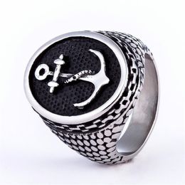 Fashion Punk Jewelry 316l Stainless Steel Knuckles Anchor Mens Rings For Men Titanium Biker Silver Skull Ring Men256W