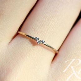 jewelry agete heart zircon rings 14k gold plated thin rings for women simple fashion278y