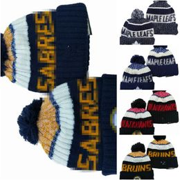 Beanie Sabres Beanies North American Hockey Ball Team Side Patch Winter Wool Sport Knit Hat Skull Caps A0
