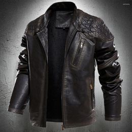 Men's Fur Leather Jacket Brand Autumn Spring Casual Zipper Motorcycle Slim Mens Jackets Asia Size