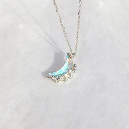 Pendant Necklaces Glowing Discoloration Moon Chain Necklace Korea Creative Luminous Stone Charm For Women Choker Wedding Party Jew253M