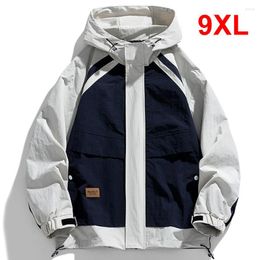 Men's Jackets Plus Size 9XL Cargo Jacket Men Camping Spring Autumn Patchwork Windbreak Hooded Coats Fashion Outerwear Male