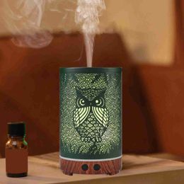 Humidifiers Air Aromatherapy Humidifier 200ml UK Plug Decor Small Auto-Off Waterless Desktop Owl Aroma Diffuser for Yoga Girlfriend Children YQ230926