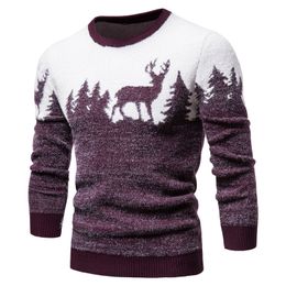 Men's Sweaters Christmas Sweaters Men's Knitted Warm Thicken Casual Winter Sweater Vintage Fleece Elk Pullovers Round Neck Wool Sweaters Men 230923