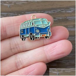 Charms 50Pcs Cute Enamel Bus Car Charm For Bracelets Pendants Necklaces Earrings Keychains Bookmark Wholesale Diy Handmade Jewelry Dro Dhild