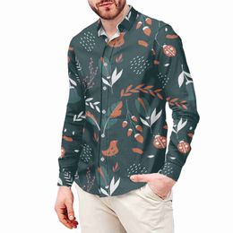 Men's Dress Shirts Green Botanic Garden Print Slim T-Shirt Polynesian Samoa Hawaiian Style Long Sleeve Shirt Men's Dress Shirt Wedding S-6x YQ230926