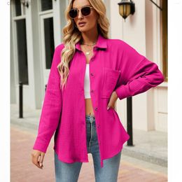 Women's Blouses Spring Pleated Cotton Blouse Women 2023 Elegant Basic Candy Colours Shirt Green Button Up Long Sleeve Tops Blusas